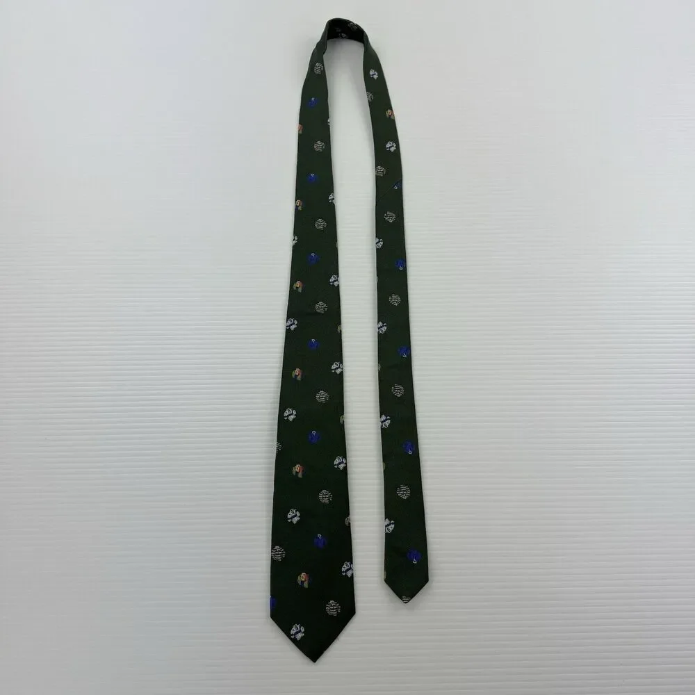 J.Crew Ludlow Silk Tie Green Rugby Shirt Print Novelty Preppy NWT USA